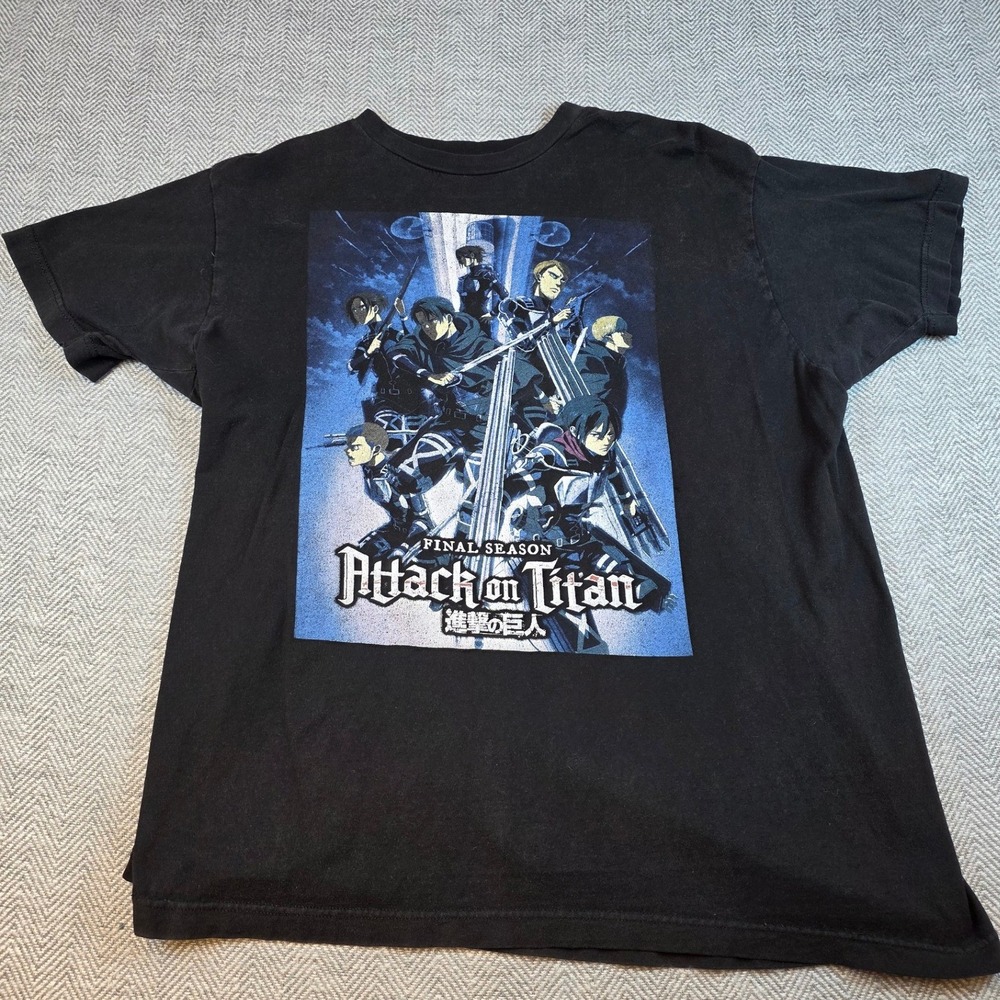 Ripple Junction Attack on Titan Final Season Black Graphic T-Shirt Large